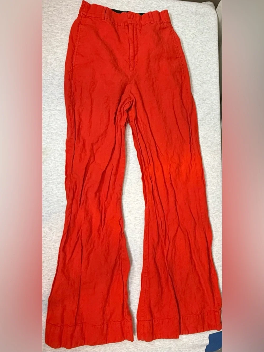 Zara 100% Linen Wide‎ Leg High-Waisted Pants - Red Orange - Size XS 🧡✨